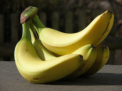 bananer, gul, klynge, frugt, udvendig
