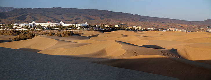 Maspalomas, duny, Gran canaria, Kanárské ostrovy, písek, Panorama, pláž