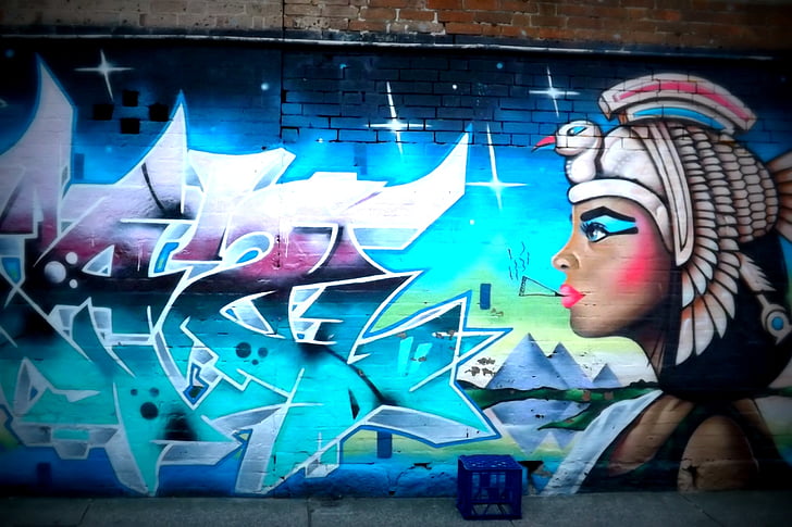Street art, Art, városi, város, graffiti, festék, fal