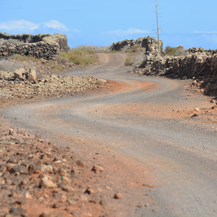 carretera, paisaje, curvas de, naturaleza, Ruta de acceso, sendero, Fuerteventura