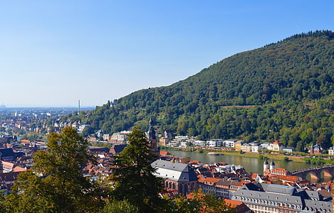 Heidelberg, Şehir, tarihsel olarak, tarihi şehir, Neckar, Panorama, Ortaçağ Şehir