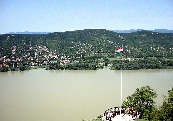 Donau, landskapet, elven, flagg, utkikkstårn