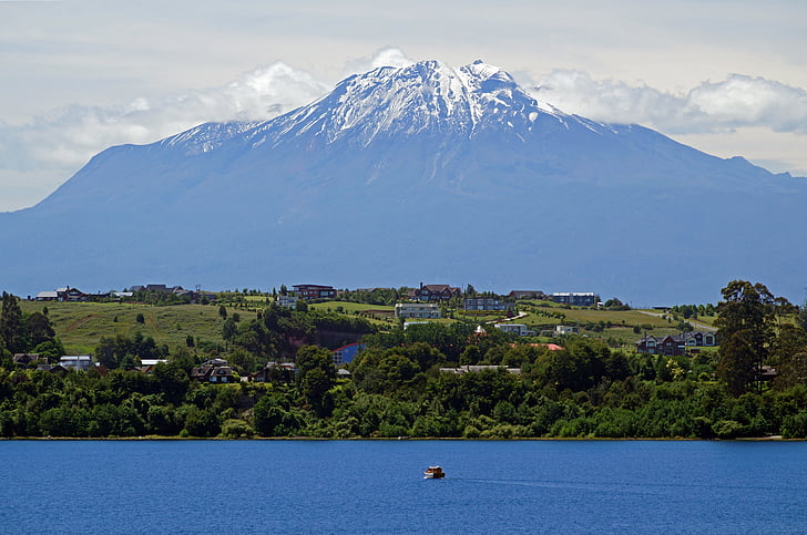 Čīle, llanquihue ezers, calbuco vulkāns