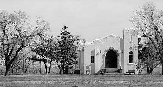 fort reno, kapell, historiske, historiske, Oklahoma, historie, svart-hvitt