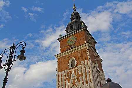 cielo azul, hermosa, nube, paño Pasillo, Kraków, Polonia, Europa