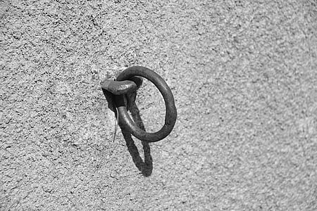anillo, metal, moho, chatarra de, antiguo, pared, hierro