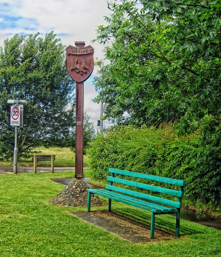duxford, england, uk, village, park, sign, bench