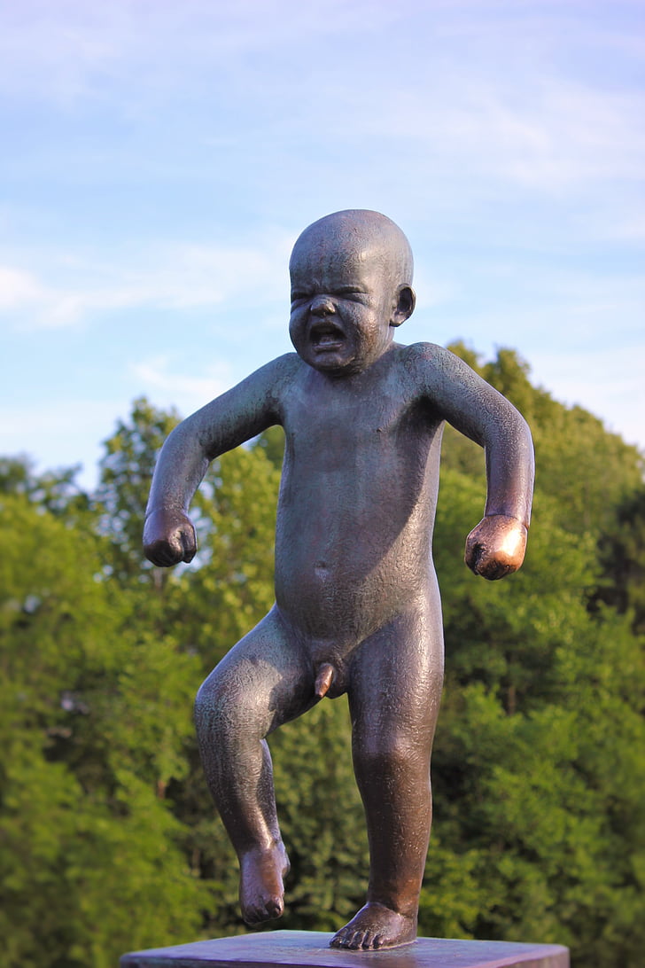 enfant, sculpture, statue de, Figure, bronze, garçon, garçon de Scream