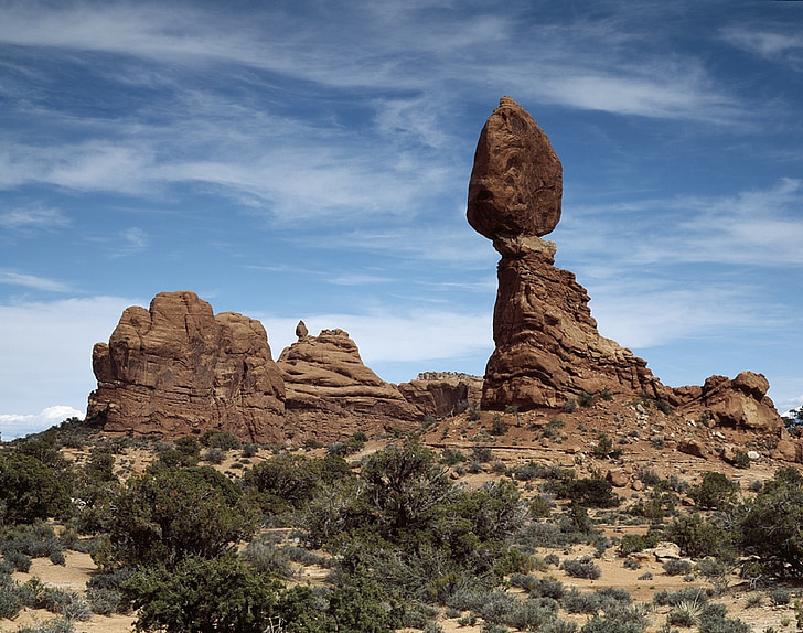 balanced rock, formation, sandstone, natural, desert, scenic, arches