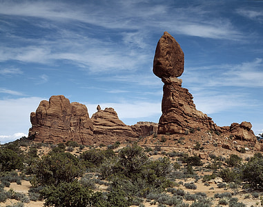 rocha equilibrada, formação, arenito, natural, deserto, cênica, arcos