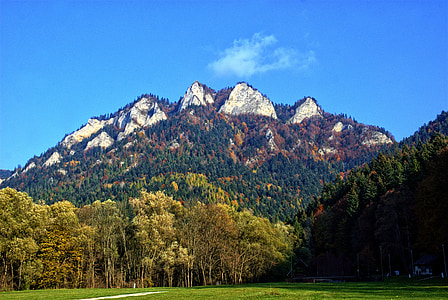 Pieniny, Dunajec, de drie kronen, Herfstbladeren, kleuren, weergave, natuur