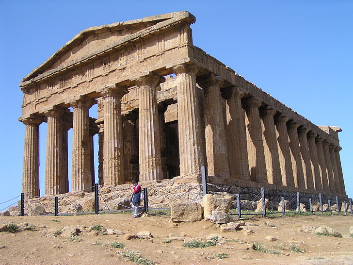 Temple, Sicília, grec, antiga, columnes, pilars