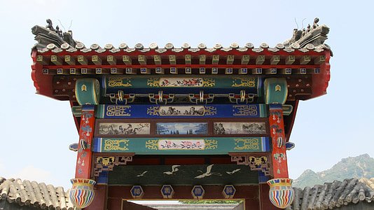 entrada, porta d'entrada, Xina, fora, arquitectura, edifici, punt de referència