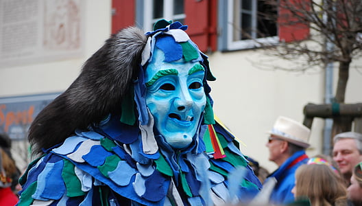carnival, shrovetide, parade, germany, mask, blue, costume