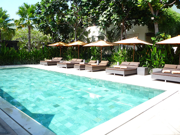 swimmingpool, Indonesien, Bali, ved poolen, afslapning, pool, svømning