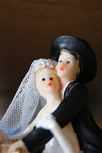 bruiloft, het beeldje, taart