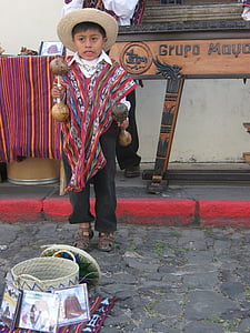 família, música, marimbes, Guatemala, nen