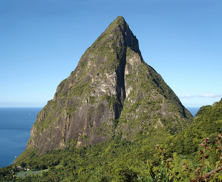 karibi szigeten, Petit piton, St lucia, Saint lucia, hegyi, hegycsúcs, Twin tájképét