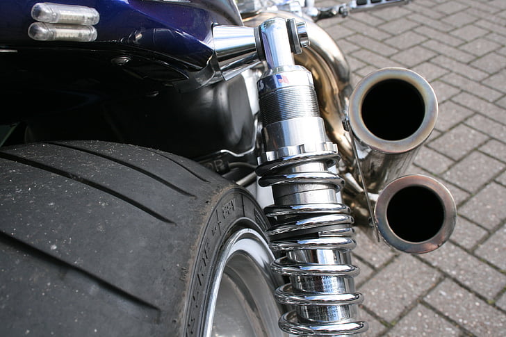motorbike, tire, superbike, exhaust pipe