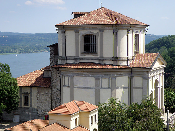 Arona, Chiesa di san carlo, a maggiore-tó, Olaszország, Piemont, Európa, víz