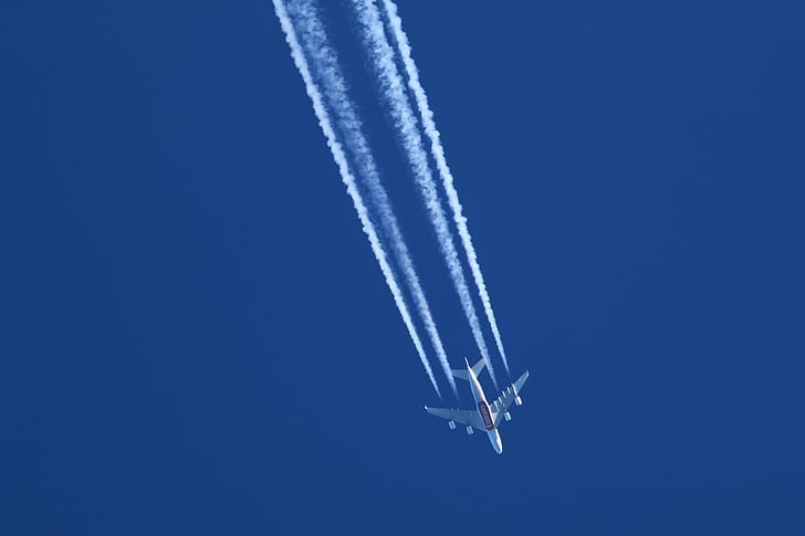 motos, cel, blau, avió de radiació, avió comercial, aeronaus, volar