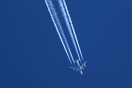 jet, sky, blue, radiation plane, airliner, aircraft, fly