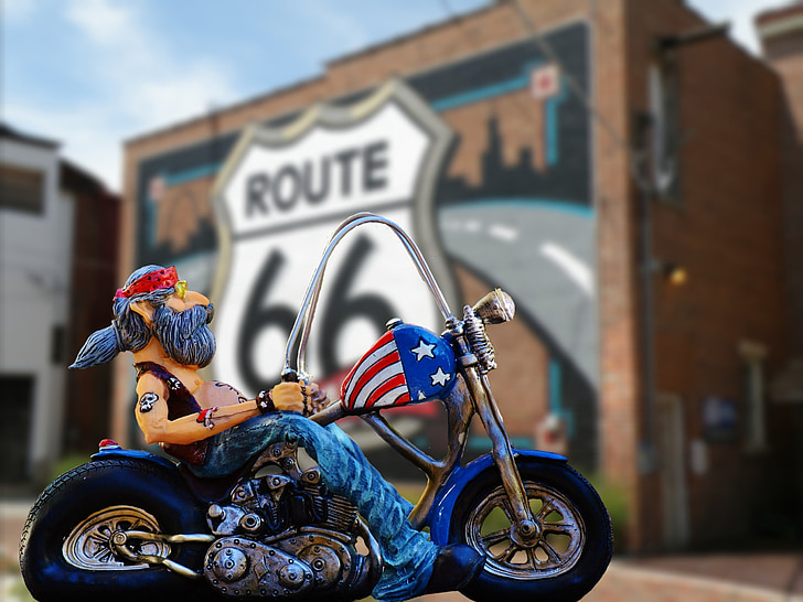 motociclista, Route 66, Dom, Stati Uniti d'America, California, deserto, asfalto
