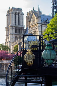 Parijs, zomer, lampen, Notre-dame