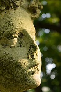 главата на жената, Статуята, камък, закален, стар, дефект, дефекти