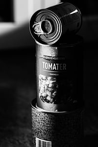 tomate, hermética, caixa, comida, pode, metal