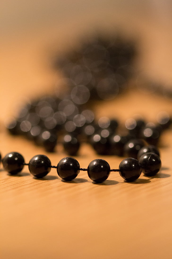 beads, pearl, necklace, black, plastic beads, fuzzy, choker