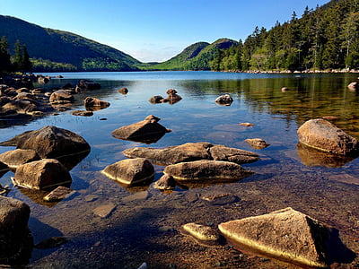 Acadia, bergen, sjön, natursköna, naturen, vatten, sommar