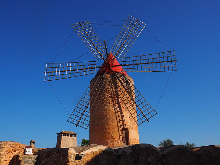 Windmill, Mill, vindkraft, Algaida, Mallorca, landmärke, platser av intresse
