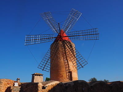 yel değirmeni, Değirmen, Rüzgar enerjisi, Algaida, Mallorca, Simgesel Yapı, ilgi duyulan yerler