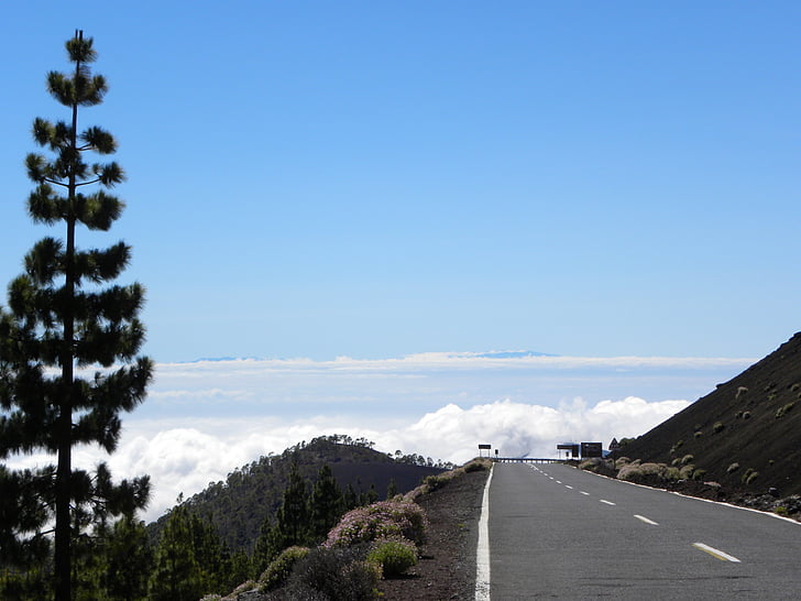 Châu Âu, Tây Ban Nha, Quần đảo Canary, Sân bay Tenerife, biển mây, đường, vô cực