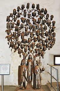 trädet av arv, skulptur, metall, medeltida monarkin, Mont orgueil castle, Gorey castle, Jersey