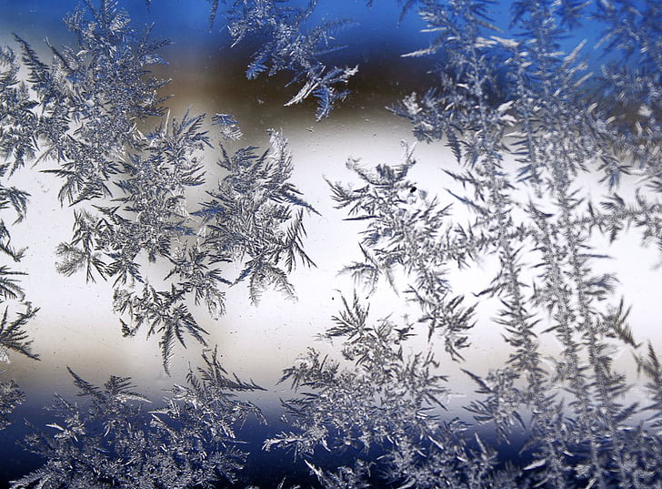 snowflake, frost, glass, coldly, krupnyj plan, texture, cold