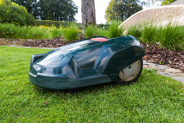 lawn mower, robot, grass, robot mower, automatically, lawn, estate