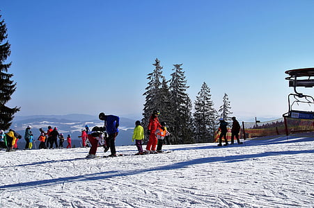 Ski areal, hiihtoalue, talvi, lumi, hiihtäjiä, Hiihto, Laskettelurinne