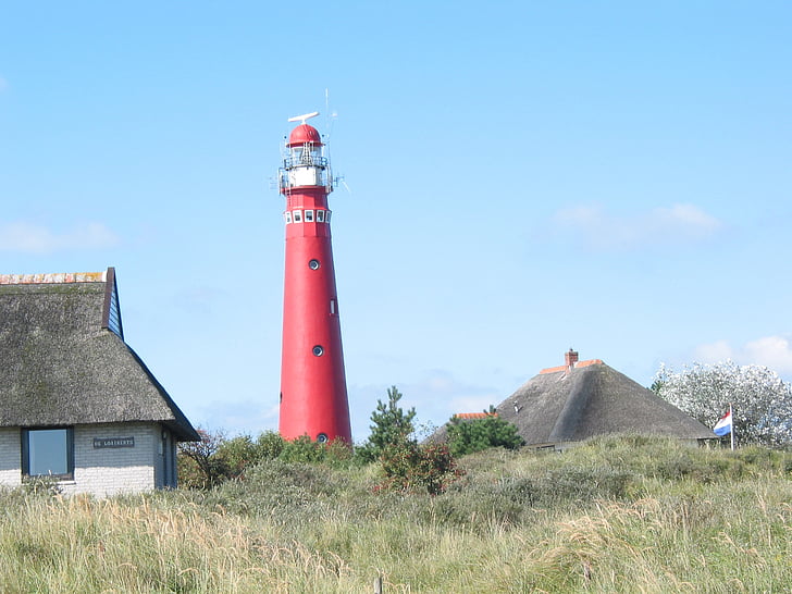 lighthouse, island, summer, west frisian, west frisian islands