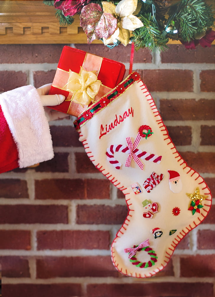 Santa's arm, Christmas stocking, cadeau, Kerst, kous, vakantie, aanwezig