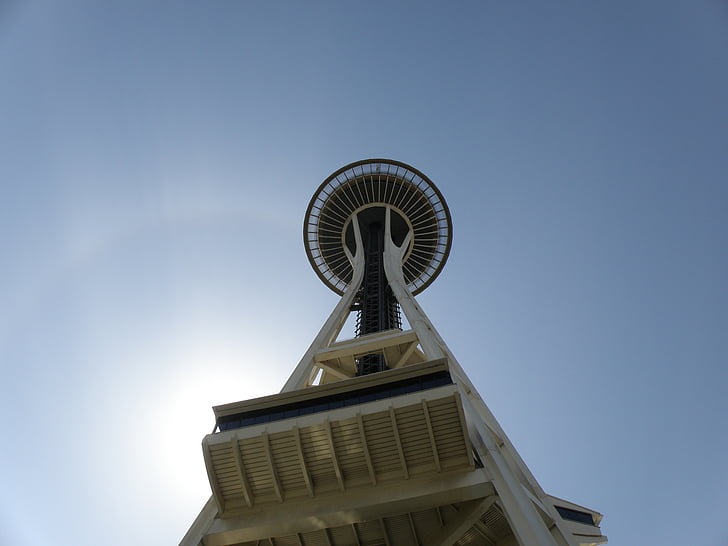 wieży Space needle, Seattle, Waszyngton, Architektura, słynne miejsca, niebo