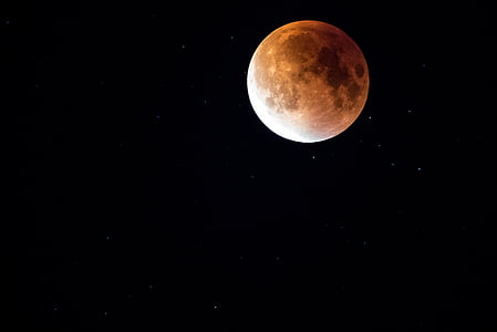 eclipse de luna, Bloodmoon, lunar, noche, Luna, cielo, completo