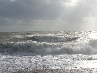 val, morje, obala, sončne svetlobe, obale