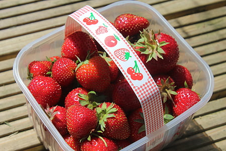 草莓, punnet, 水果, 食品, 红色, 浆果, 甜