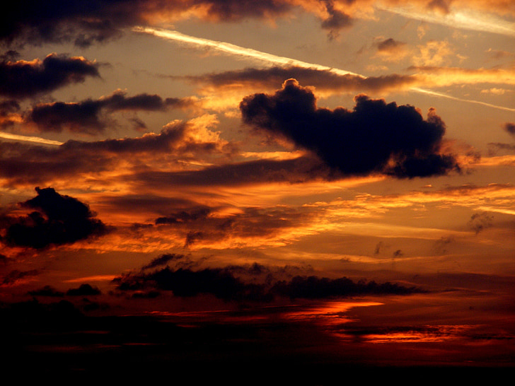 Sunset, Sky, Twilight, rød, solen, Cloud
