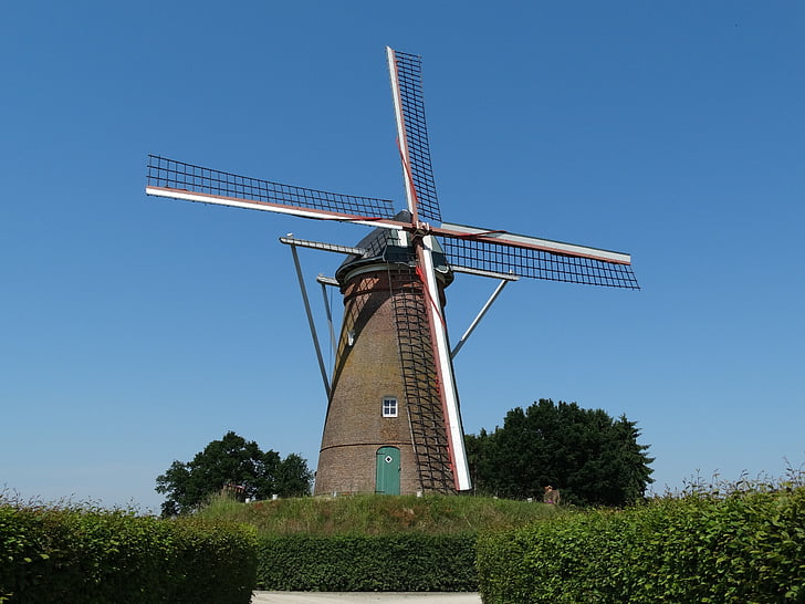 vindmølle, Wicks, historisk bygning, kempen, Belgia, Nederland, gamle