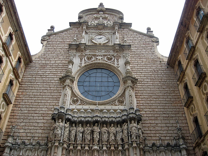 isglesia, skulptūras, arhitektūra, būvniecība, vecais, fasāde, Montserrata