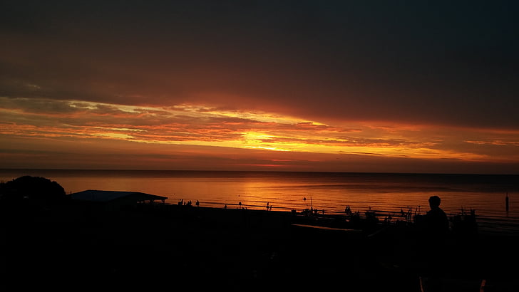 puesta de sol, cortador de, mar, la costa, Polonia, Playa, el mar Báltico