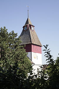 kostelní věž, Rümlang, kostel, křesťanství, víra, náboženství, Vesnický kostel